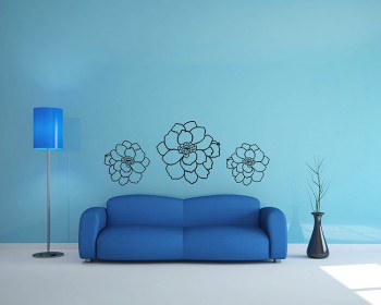 A Set of 3 Flowers Vinyl Decals Modern Wall Art